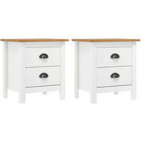 vidaXL Bedside Cabinet Hill 2 pcs White 46x35x49.5 cm Solid Pine Wood