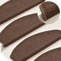 vidaXL Stair Mats 15 pcs 65x24x4 cm Brown Half Round Large