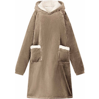 vidaXL Blanket Hoodie Camel L Fleece and Flannel