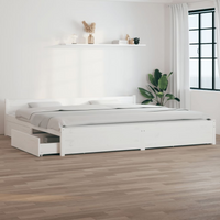 vidaXL Bed Frame without Mattress with Drawers White Super King