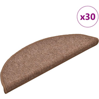 vidaXL Stair Mats 30 pcs 56x17x3 cm Brown Half Round