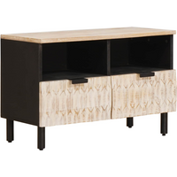 vidaXL TV Cabinet White Wash Finish 70 x 33 x 46 cm Solid Mango Wood