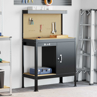 vidaXL Workbench Black 90 x 49 x 141 cm Engineered Wood and Metal