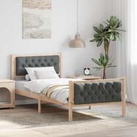 vidaXL Bed Frame with Headboard Dark Grey 90 x 200 cm Solid Pine Wood