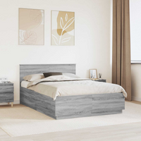 vidaXL Bed Frame Grey Sonoma 150 x 200 cm Engineered Wood