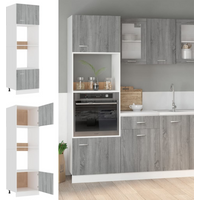 vidaXL Microwave Cabinet Lyon Grey Sonoma 60x57x207 cm Engineered Wood