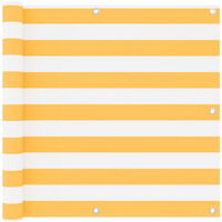 vidaXL Balcony Screen White and Yellow 90x600 cm Oxford Fabric