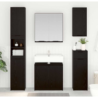 vidaXL Bathroom Cabinet Set with Shelf 3 pcs Black Oak Engineered Wood