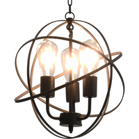 vidaXL Hanging Lamp Black Sphere 3 x E27 Bulbs