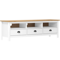 vidaXL TV Cabinet Hill White 158x40x47 cm Solid Pine Wood