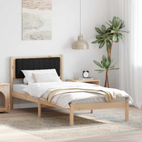 vidaXL Bed Frame with Upholstered Headboard Black 90 x 190 cm