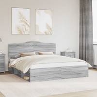 vidaXL Bed Frame Grey Sonoma 200 x 200 cm Solid Pine Wood