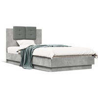 vidaXL Bed Frame with LED without Mattress Concrete Grey 75x190 cm Small Single