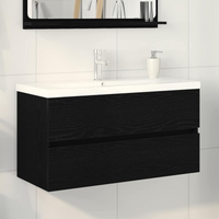 vidaXL Bathroom Sink Cabinet Black Oak 90 x 39 x 62 cm Engineered Wood