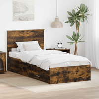vidaXL Bed Frame with Headboard Smoked Oak 90 x 200 cm Engineered Wood