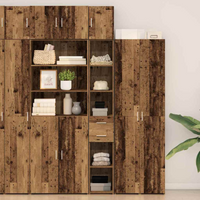 vidaXL Storage Cabinet with Drawer 2 pcs Old Wood 30 x 42.5 x 225 cm