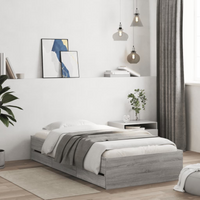 vidaXL Bed Frame with Drawers without Mattress Grey Sonoma 100x200 cm