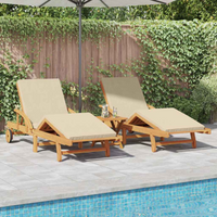 vidaXL Sun Lounger 2 pcs Beige 200 x 67 x 84 cm Solid Acacia Wood