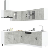 vidaXL 11 Piece Kitchen Cabinet Set Kalmar Concrete Grey Engineered Wood