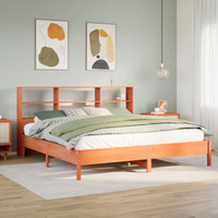 vidaXL Bookcase Bed without Mattress Wax Brown 200x200cm Solid Wood Pine