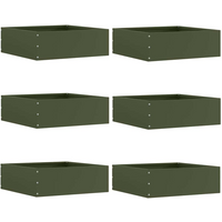 vidaXL Lawn Edging 6 pcs Olive Green 40 x 40 x 13 cm Steel