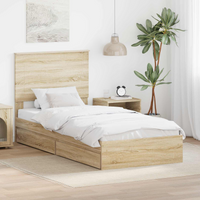vidaXL Storage Bed with Drawer Sonoma Oak 75 x 190 cm Engineered Wood