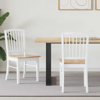 vidaXL Dining Chairs 2 pcs White 50 x 52.5 x 91 cm Solid Rubber Wood