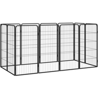 vidaXL 12-Panel Dog Playpen Black 50x100 cm Powder-coated Steel