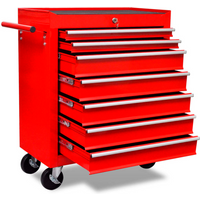 vidaXL Workshop Tool Trolley 7 Drawers Red