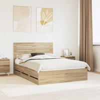 vidaXL Bed Frame with Drawer Sonoma Oak 160 x 200 cm Engineer Wood