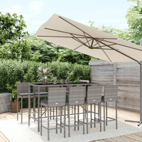 vidaXL 9 Piece Garden Bar Set with Cushions Grey Poly Rattan