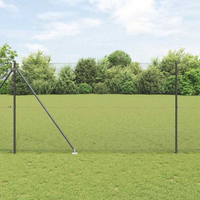 vidaXL Fence Post Grey 10 x 1.6 m (16 x 16 mm mesh) Steel and PVC