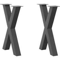 vidaXL Dining Table Legs X-Shaped 2 pcs Anthracite 60x(72-73) cm Steel