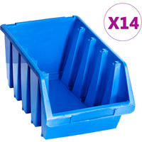 vidaXL Stacking Storage Bins 14 pcs Blue Plastic