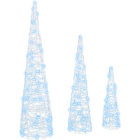 vidaXL Christmas Tree 3 pcs Cold white 20 x 20 x 80 cm Acrylic