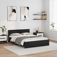 vidaXL Bed Frame with Headboard Black Oak 160 x 200 cm Engineered Wood