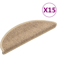 vidaXL Stair Mats Self-adhesive Sisal-Look 15 pcs 56x17x3 cm Sand