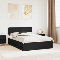vidaXL Bed Frame with Headboard Black 140 x 200 cm Engineered Wood