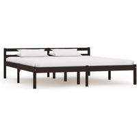 vidaXL Bed Frame without Mattress Dark Brown Solid Pine Wood 180x200 cm Super King