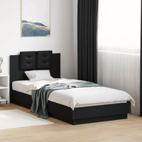 vidaXL Bed Frame with LED without Mattress Black 100x200 cm