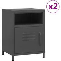 vidaXL Nightstands 2 pcs Anthracite 35x35x51 cm Steel