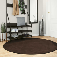 vidaXL Area Rugs Round HUARTE Brown Ø 160 CM Polyester