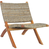vidaXL Relaxing Chair Natural Kubu Rattan and Solid Mahogany Wood