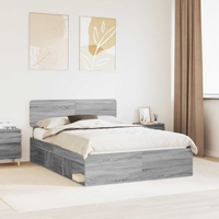 vidaXL Bed Frame Grey Sonoma 150 x 200 cm Solid Pine Wood