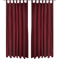 2 pcs Bordeaux Micro-Satin Curtains with Loops 140 x 175 cm