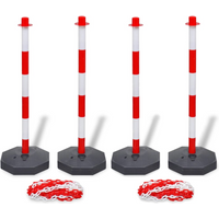 vidaXL Set of 4 Chain Posts and 2 Plastic Chians of 10 m Each