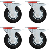 vidaXL Swivel Casters with Double Brakes 4 pcs 125 mm
