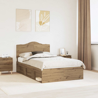 vidaXL Bed Frame Artisian Oak 135 x 190 cm Solid Pine Wood