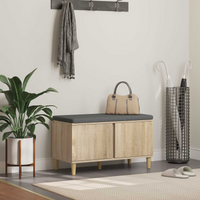 vidaXL Hall Bench with Cushion with Shelf Sonoma Oak 80 x 38 x 46 cm