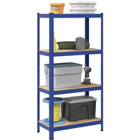 vidaXL 4-Layer Storage Shelf Blue Steel&Engineered Wood